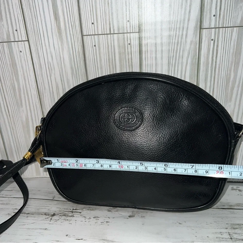 Gucci Vintage Black Leather  Crossbody Bag Gold Hardware - Picture 11 of 14